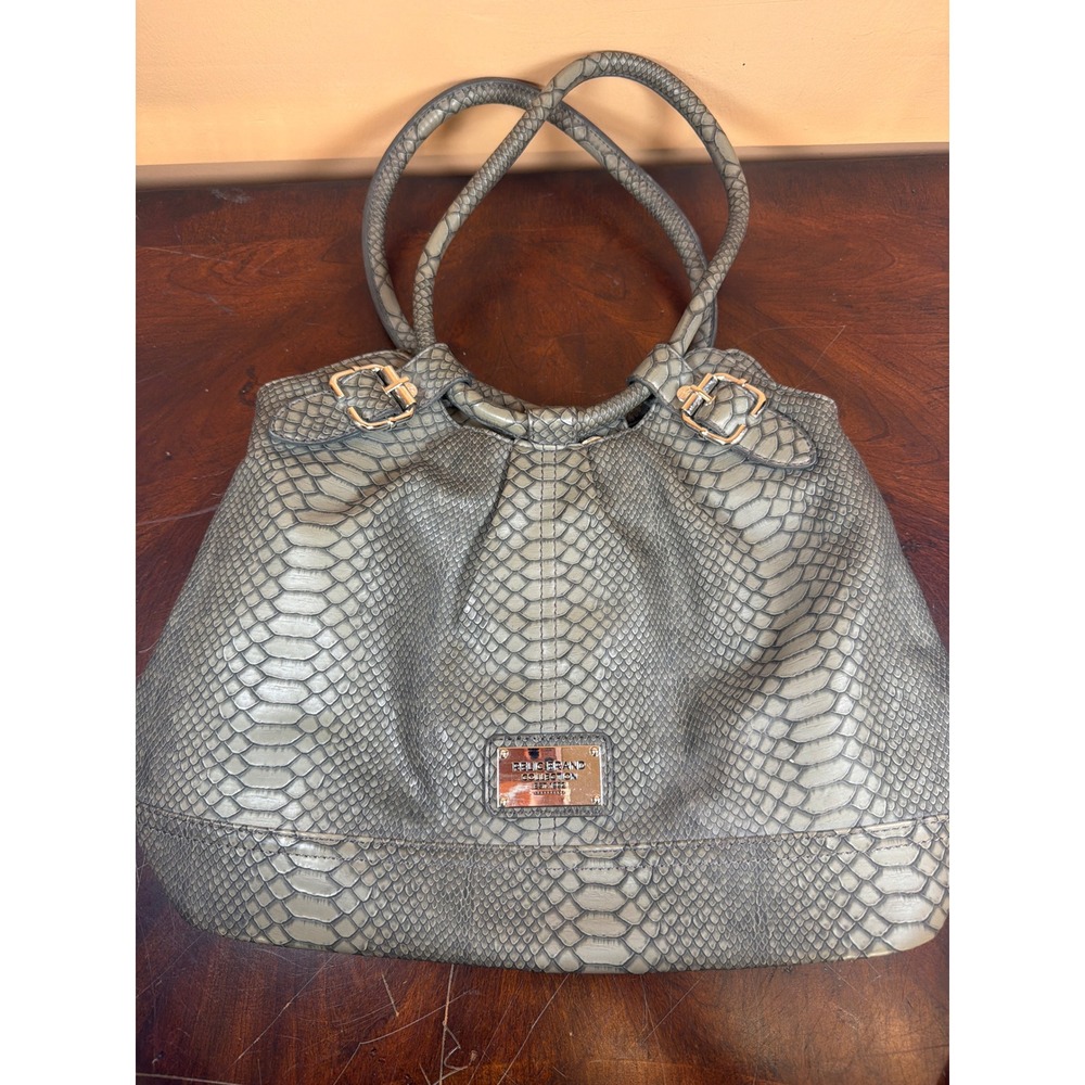 Relic Brand Collection Grey Snakeskin Embossed Shoulder Bag Hobo Purse Silver HW